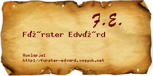 Fürster Edvárd névjegykártya
